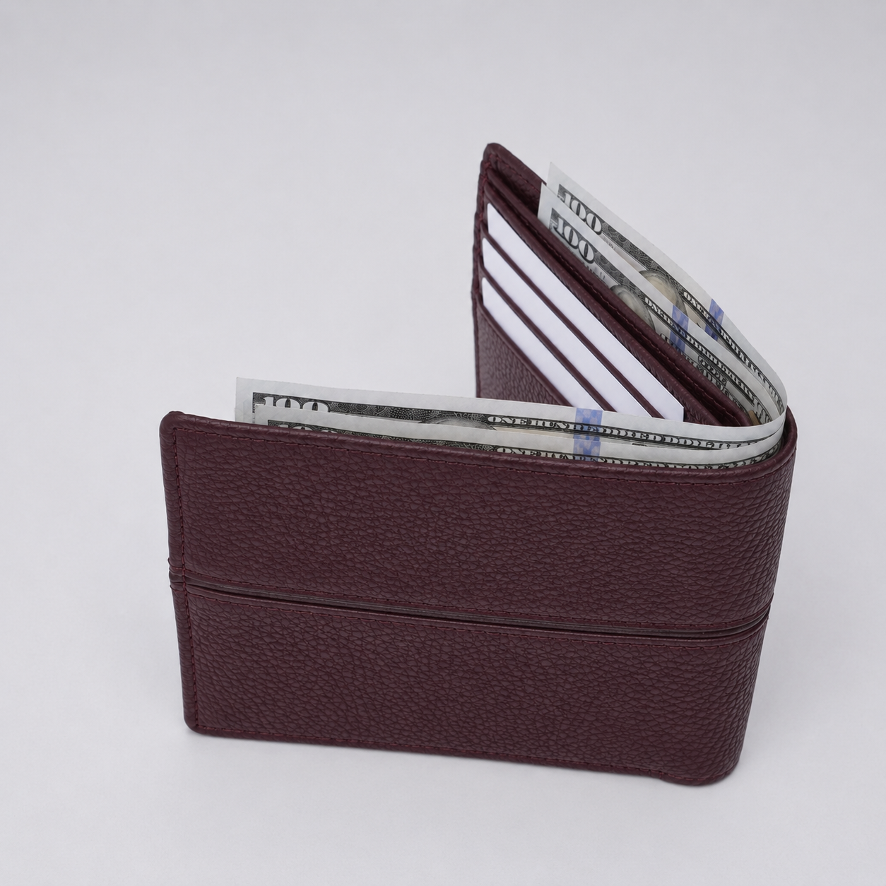 Genuine Leather RFID Wallet - Burgundy