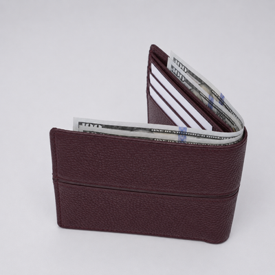 Genuine Leather RFID Wallet - Burgundy