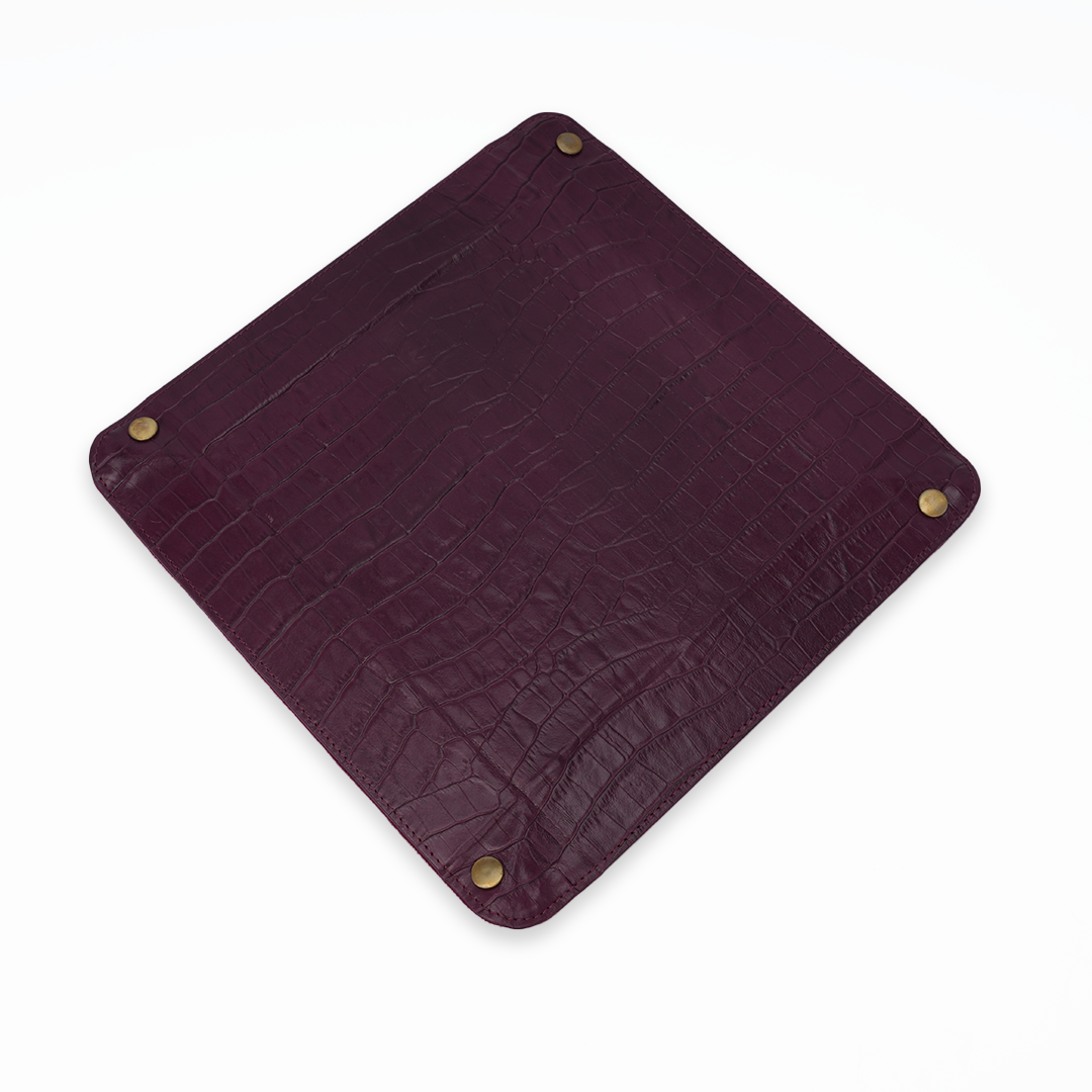 Italian Leather Tray Large - Burgundy