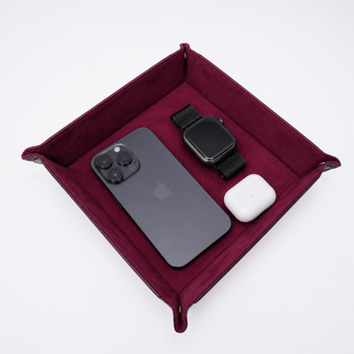 Italian Leather Tray Large - Burgundy