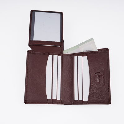 Genuine Leather RFID Hip Wallet - Burgundy
