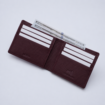 Genuine Leather RFID Wallet - Burgundy