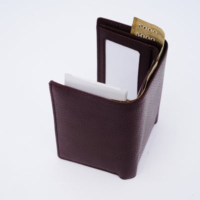 Genuine Leather RFID Tri Fold Wallet - Burgundy