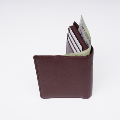 Genuine Leather RFID Hip Wallet - Burgundy