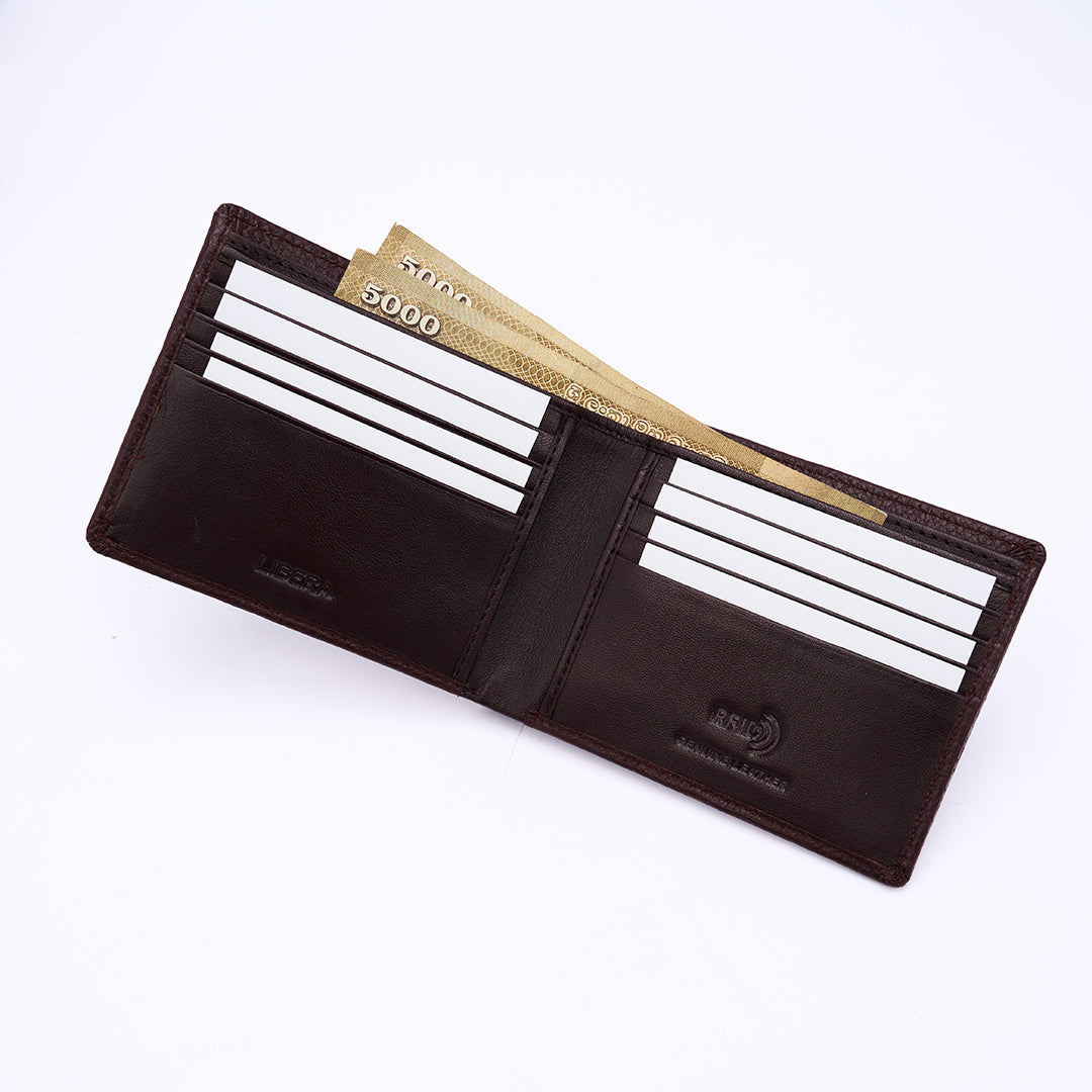 Genuine Leather RFID Wallet - Burgundy