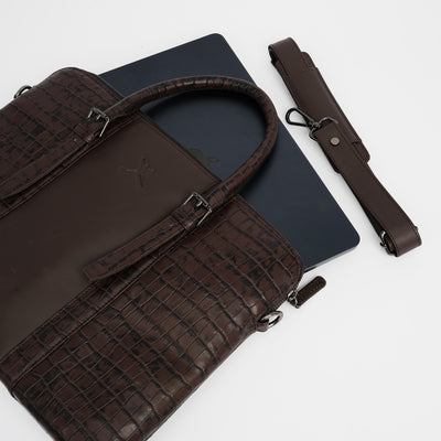 Italian Leather Executive Bag - Coffee Brown