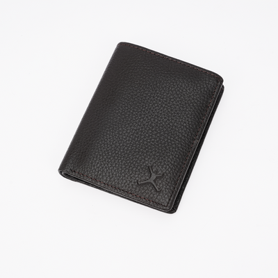 Genuine Pebbled Leather RFID Hip Wallet - Coffee Brown