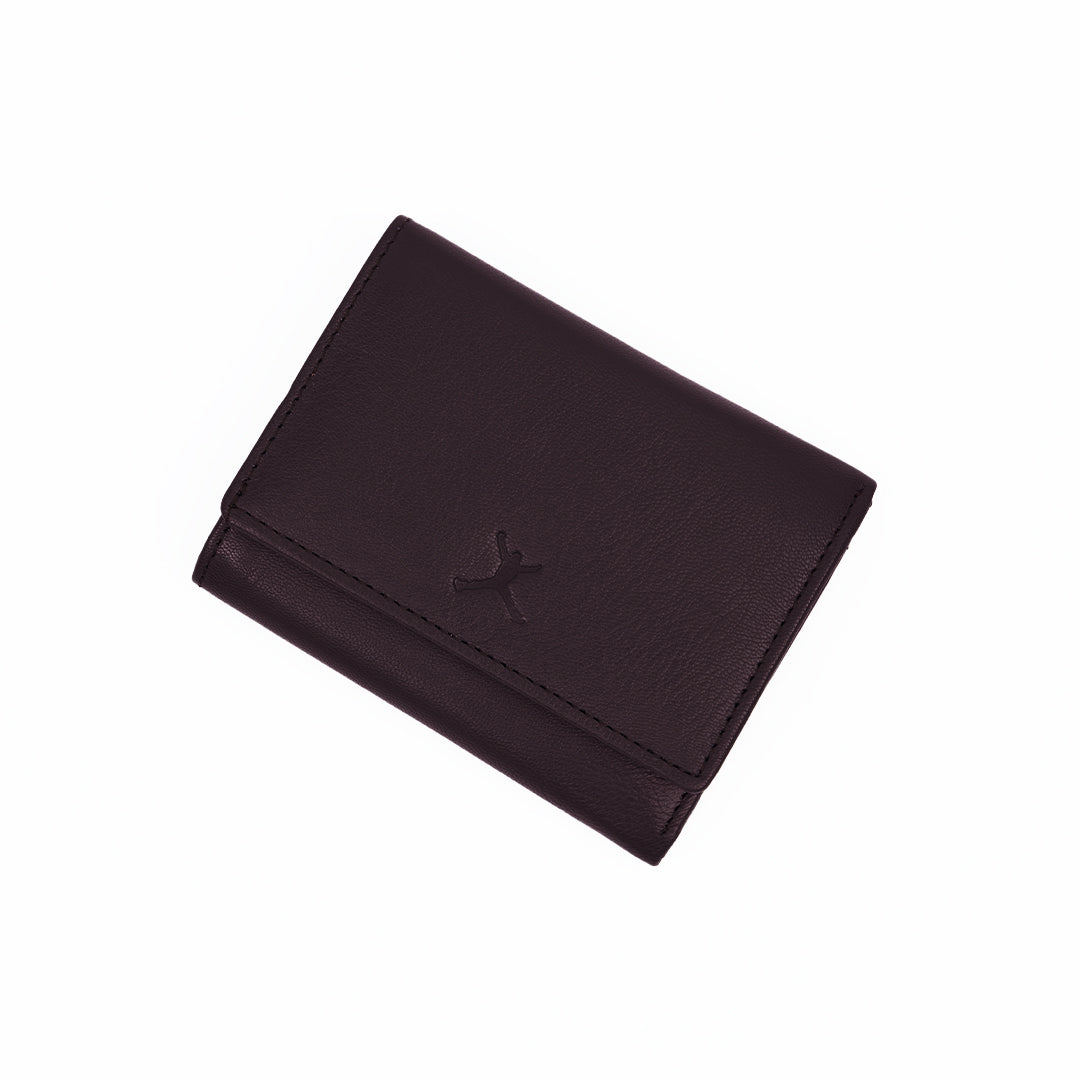 Italian Leather Ladies Tri Fold Wallet - Coffee Brown
