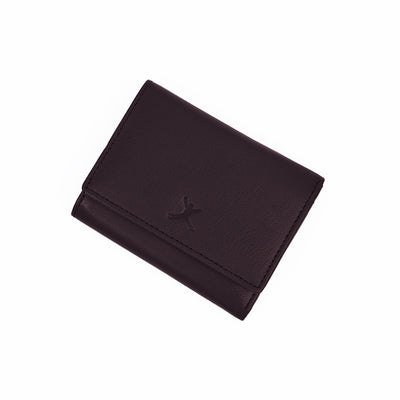 Italian Leather Ladies Tri Fold Wallet - Coffee Brown