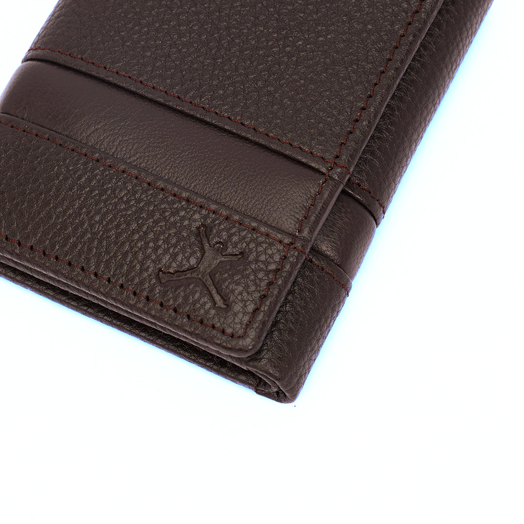 Genuine Leather RFID Tri Fold Wallet - Coffee Brown
