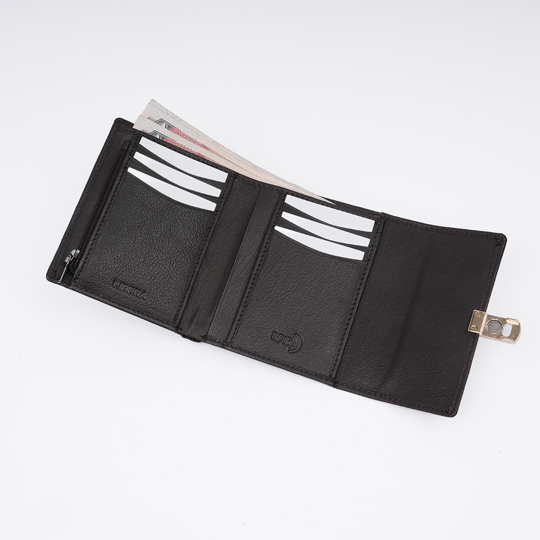 Italian Leather Ladies Wallet - Coffee Brown