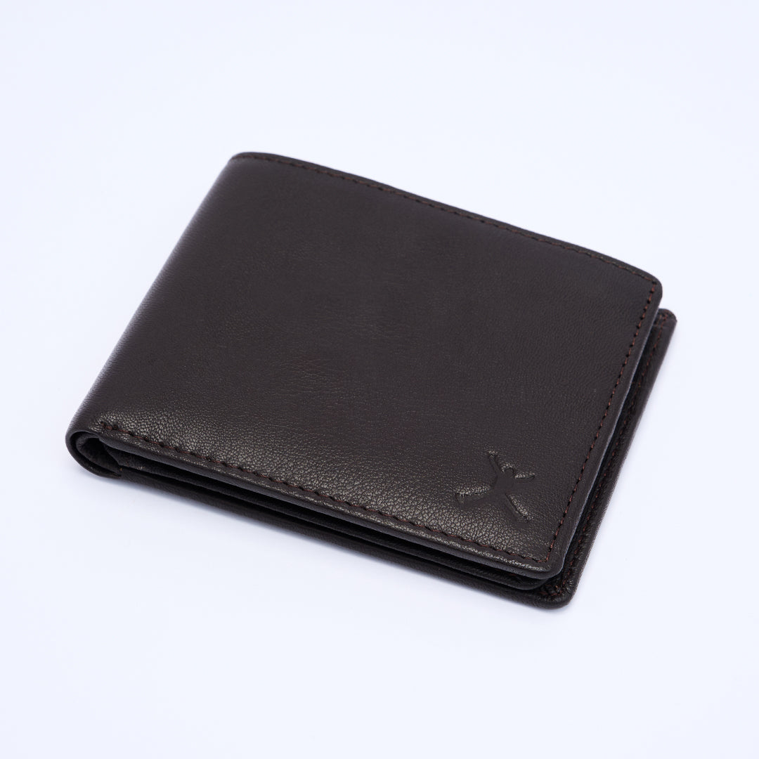 Genuine Leather RFID Wallet - Coffee Brown