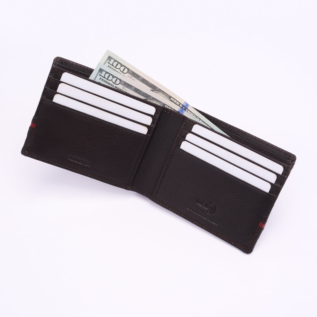 Genuine Leather RFID Wallet - Coffee Brown