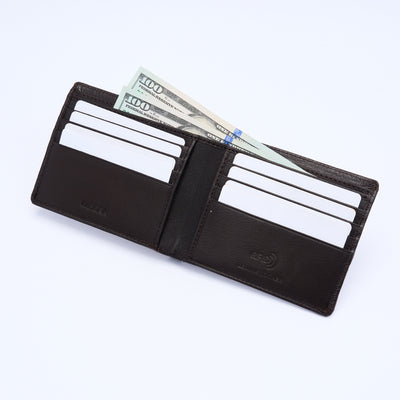 Genuine Leather RFID Wallet - Coffee Brown