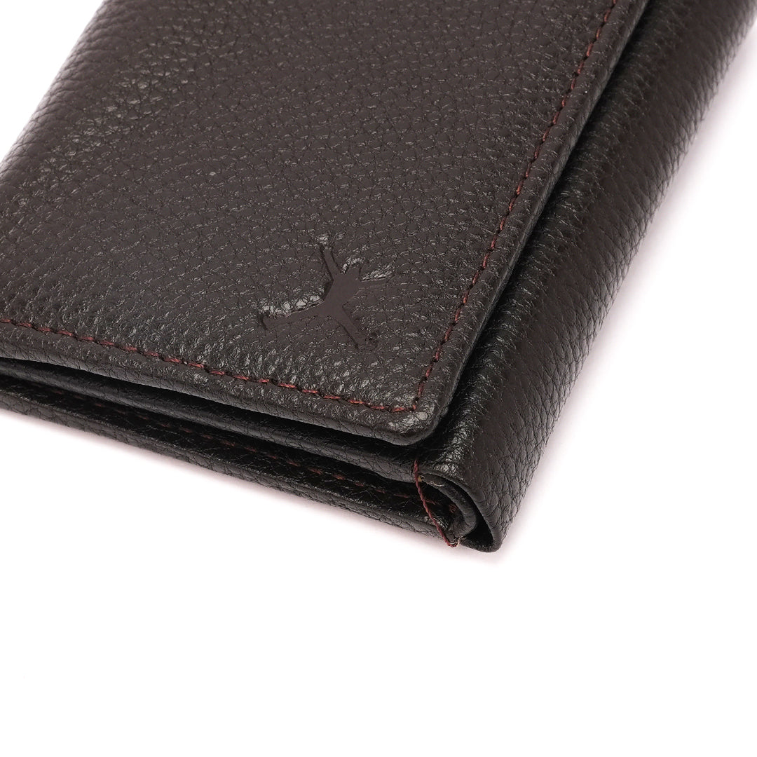 Genuine Leather RFID Tri Fold Wallet - Coffee Brown