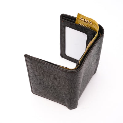 Genuine Leather RFID Tri Fold Wallet - Coffee Brown