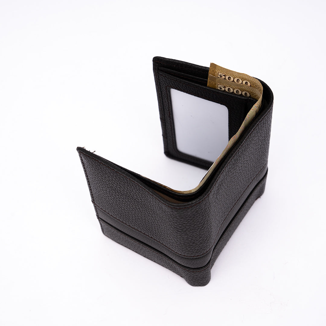 Genuine Leather RFID Tri Fold Wallet - Coffee Brown