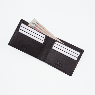 Genuine Leather RFID Wallet - Coffee Brown
