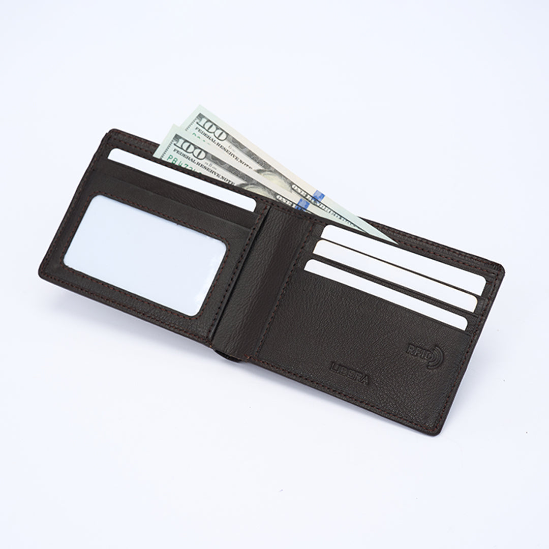 Genuine Leather RFID Wallet - Coffee Brown