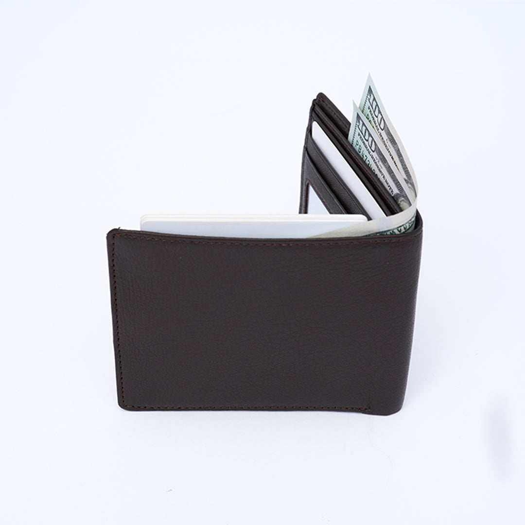 Genuine Leather RFID Wallet - Coffee Brown