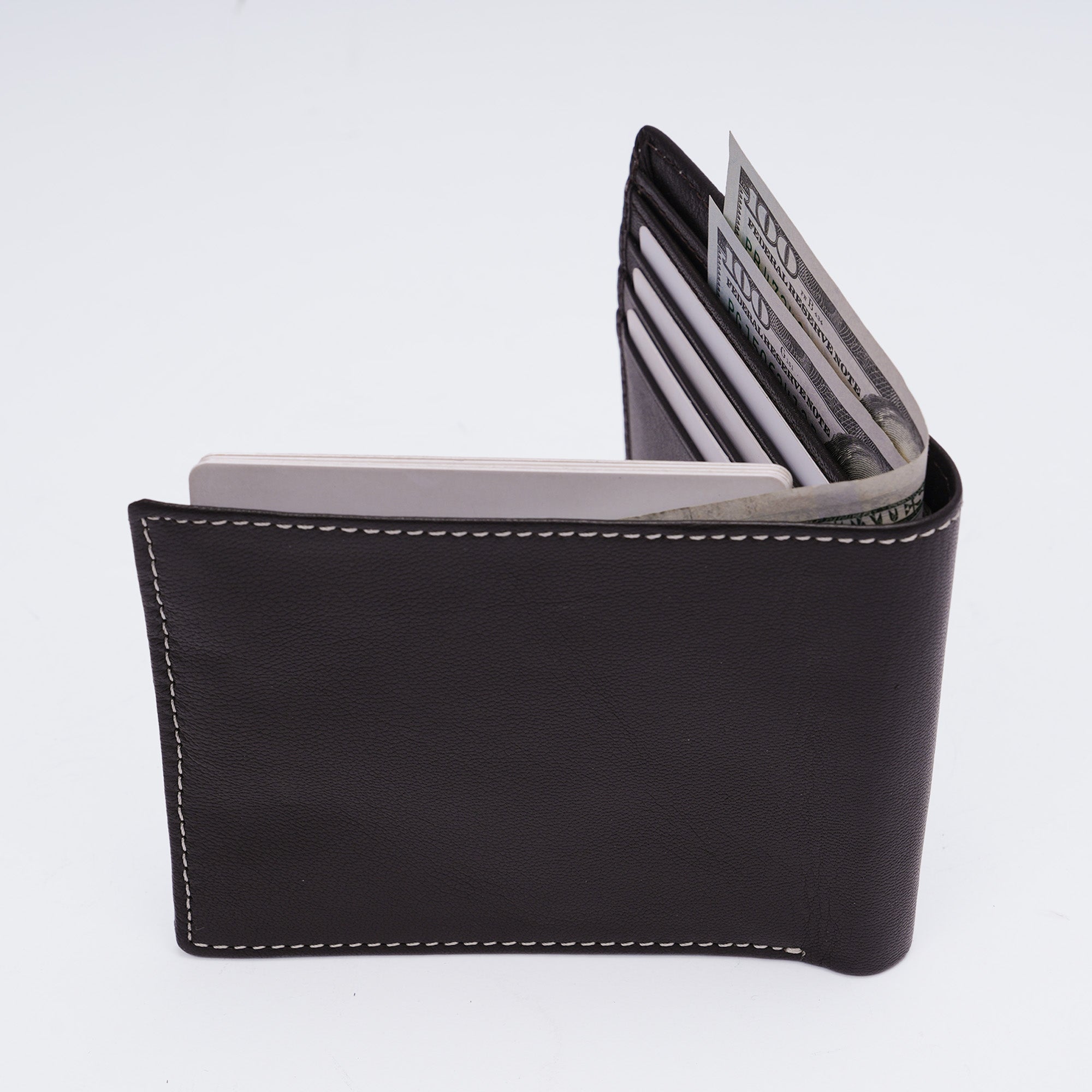 Genuine Leather RFID Wallet - Coffee Brown
