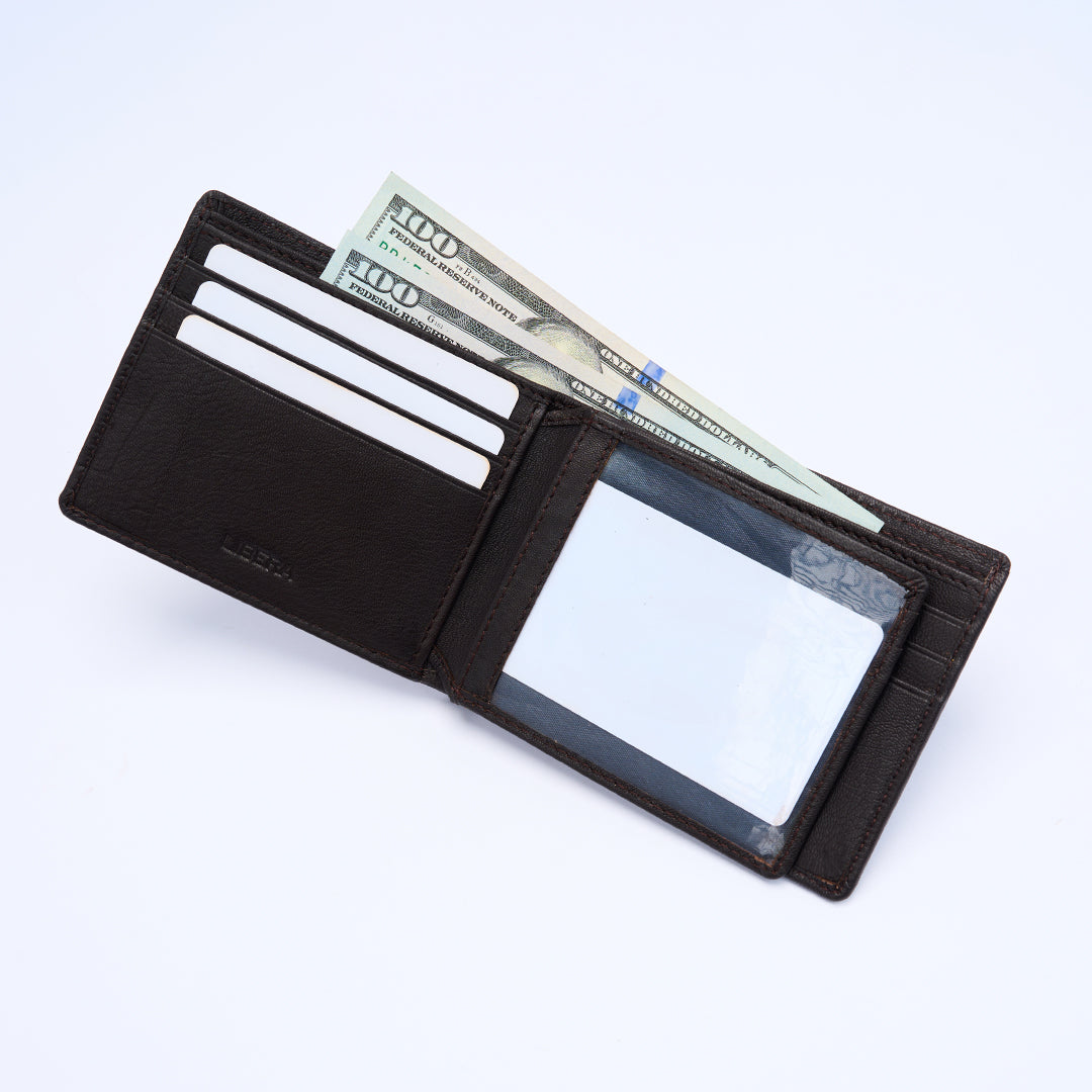 Genuine Leather RFID Wallet - Coffee Brown