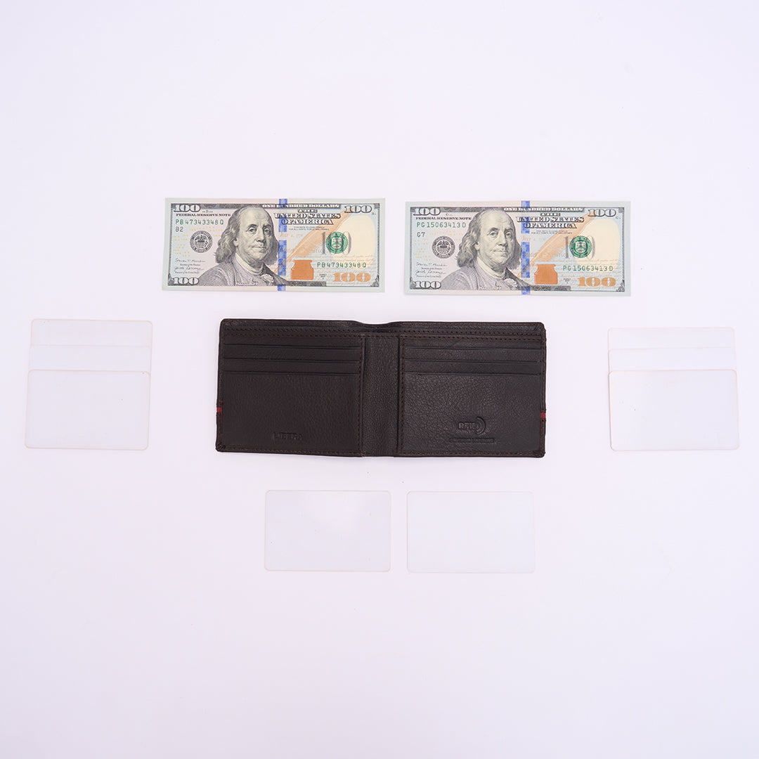 Genuine Leather RFID Wallet - Coffee Brown
