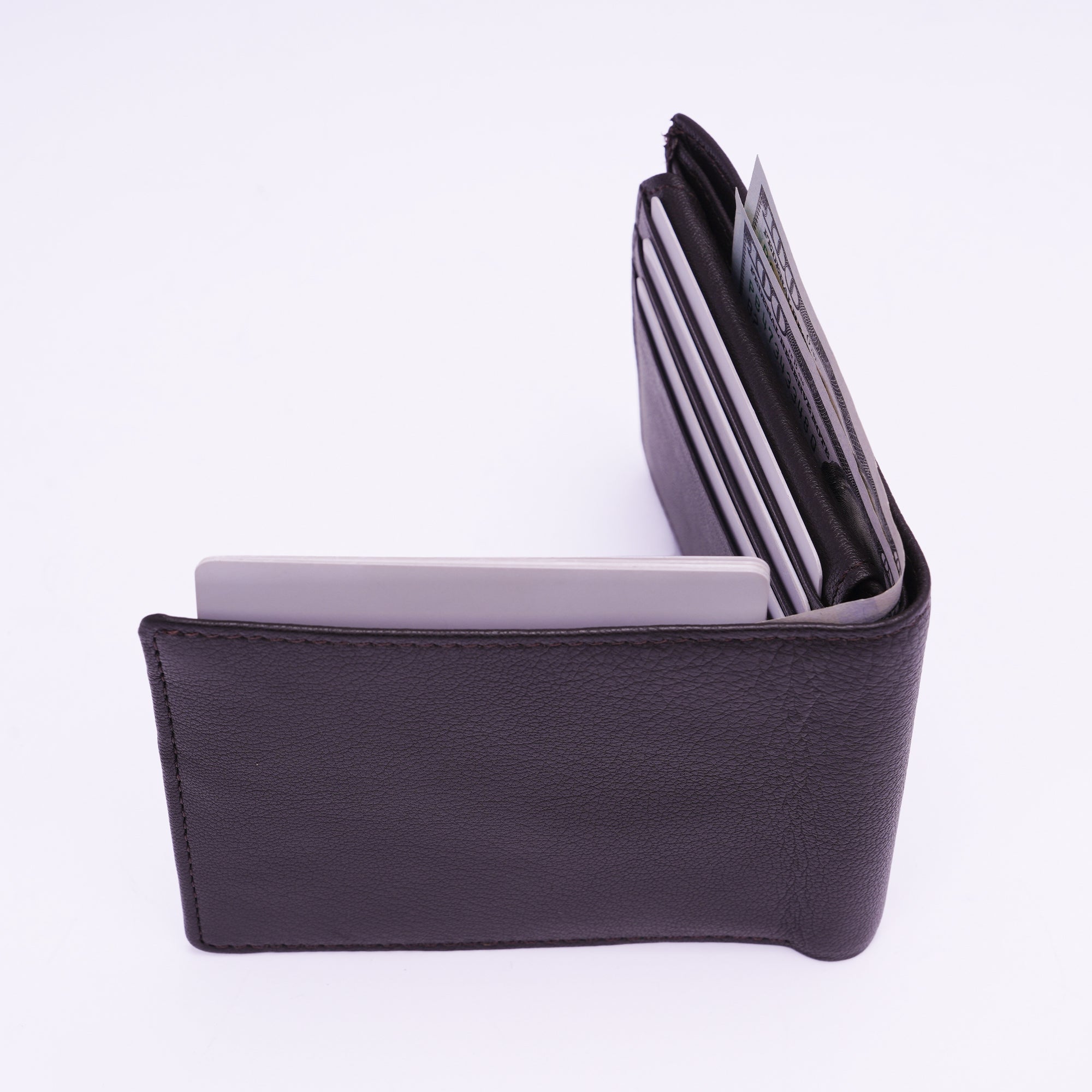 Genuine Leather RFID Wallet - Coffee Brown
