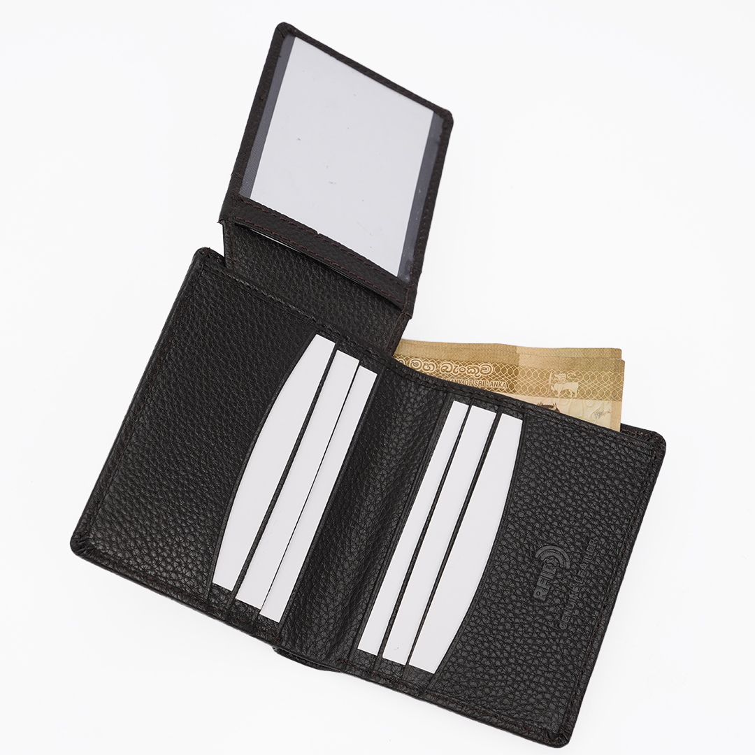Genuine Pebbled Leather RFID Hip Wallet - Coffee Brown