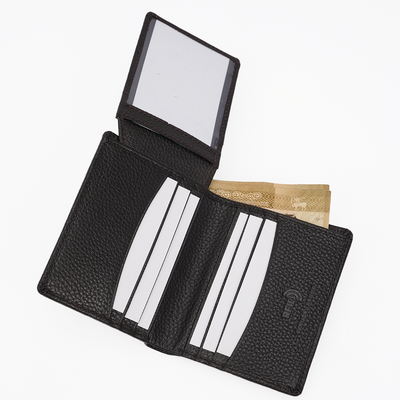 Genuine Pebbled Leather RFID Hip Wallet - Coffee Brown