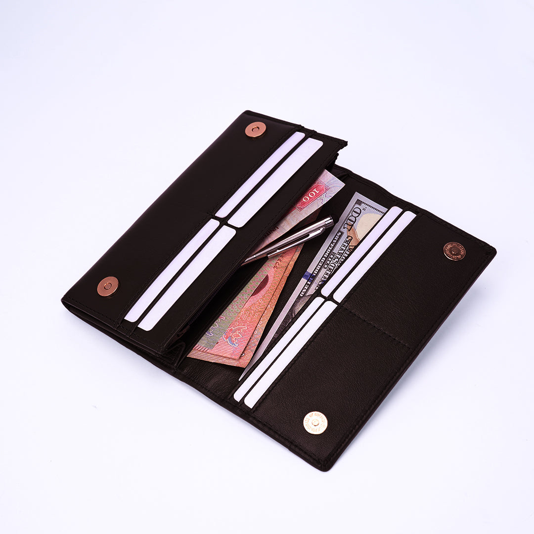 Genuine Leather Ladies Wallet - Coffee Brown