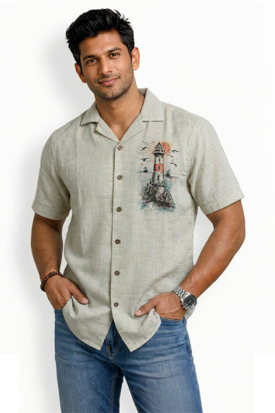 Slim Fit Cotton Printed S/S Shirt