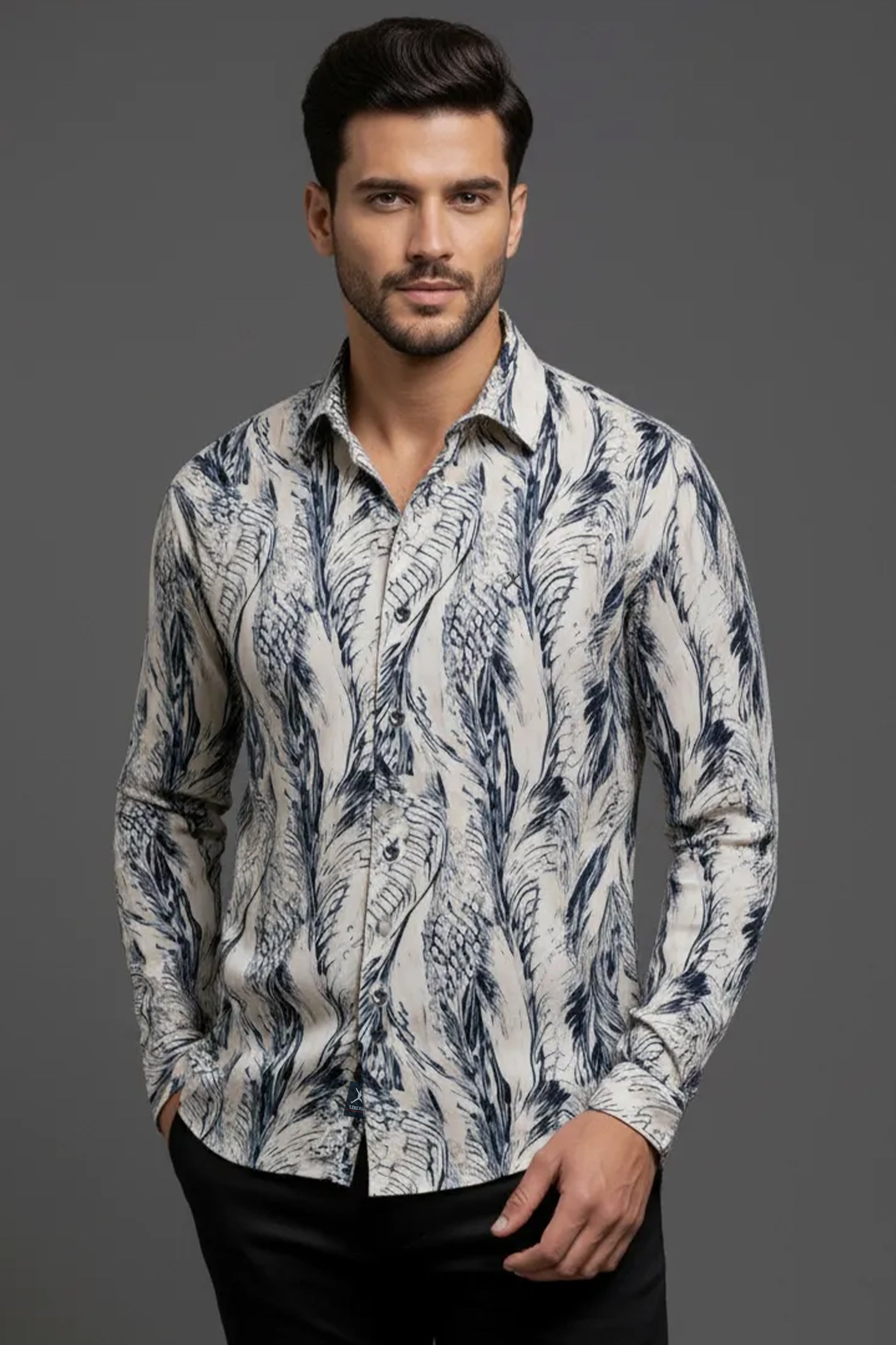 Slim Fit Fern Printed L/S Shirt