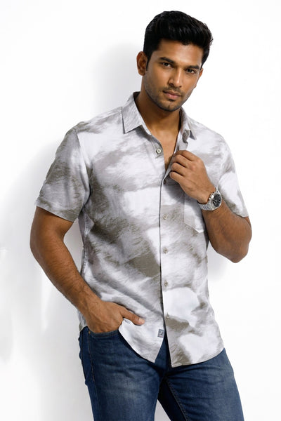 Slim Fit Cotton Printed S/S Shirt