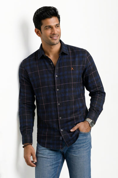Slim Fit Cotton Checks L/S Shirt