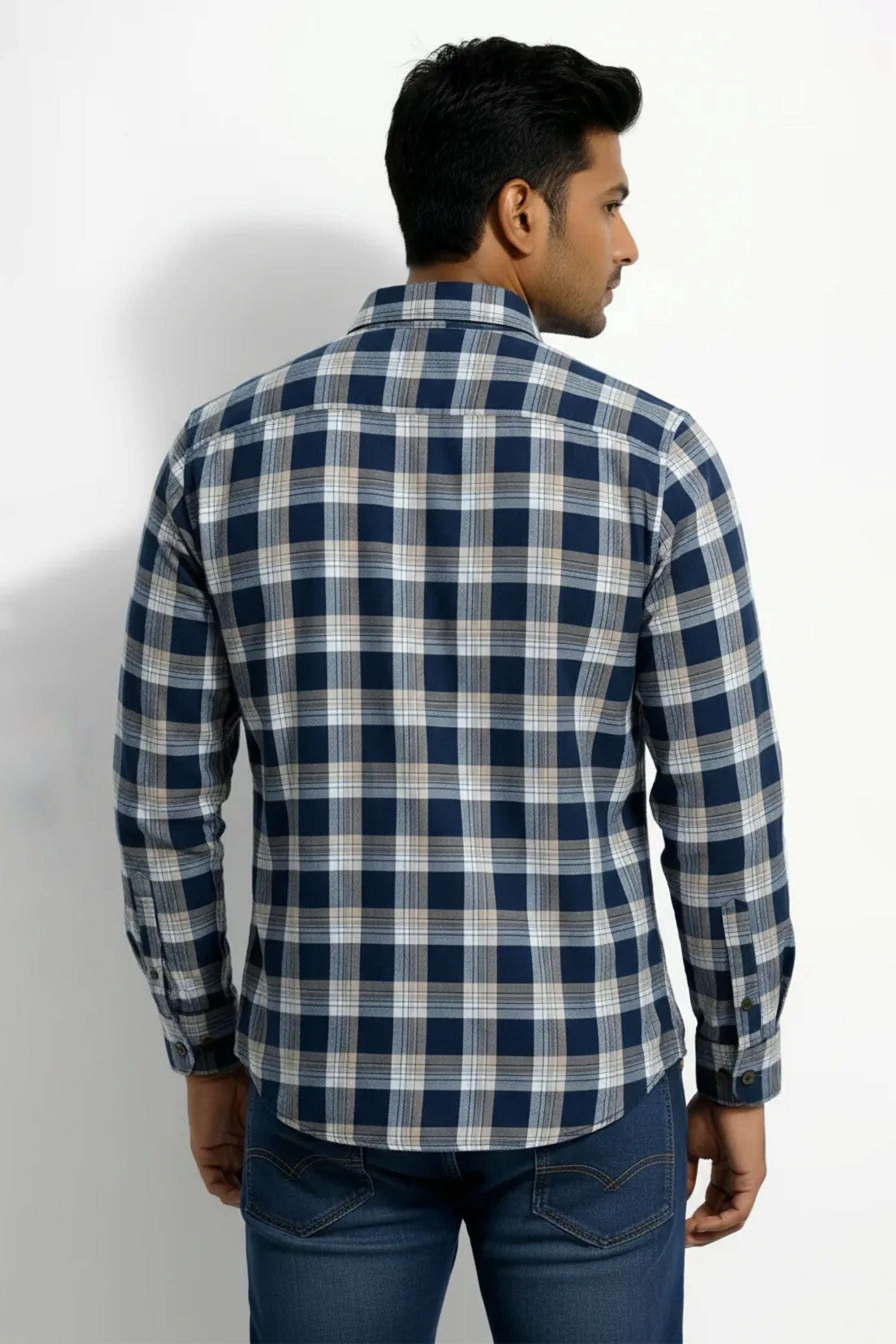 Slim Fit Cotton Checks L/S Shirt
