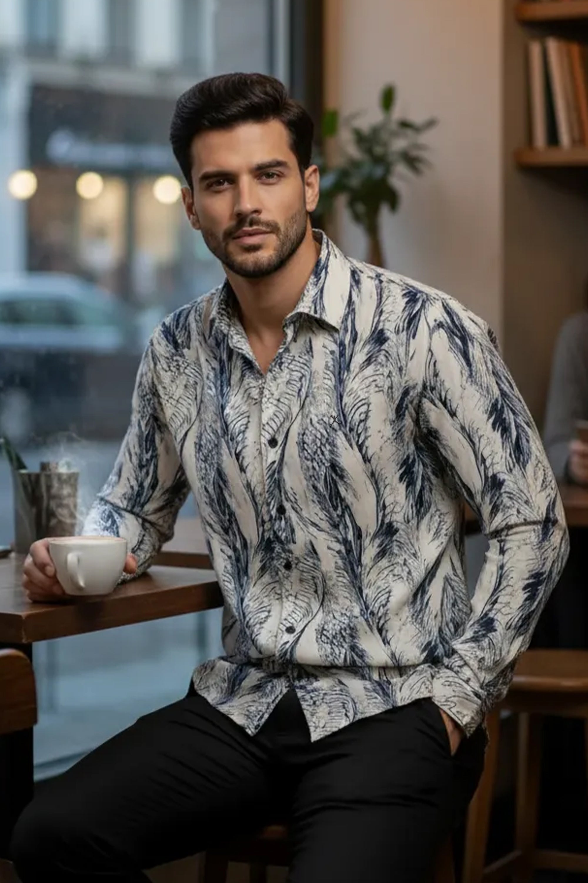 Slim Fit Fern Printed L/S Shirt