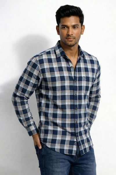 Slim Fit Cotton Checks L/S Shirt