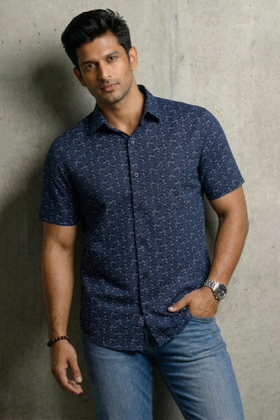 Slim Fit Cotton Printed S/S Shirt