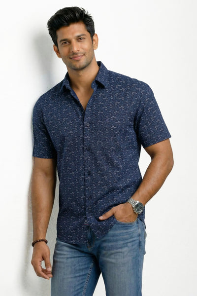 Slim Fit Cotton Printed S/S Shirt