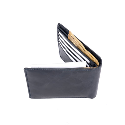 Italian Leather RFID Wallet - Navy