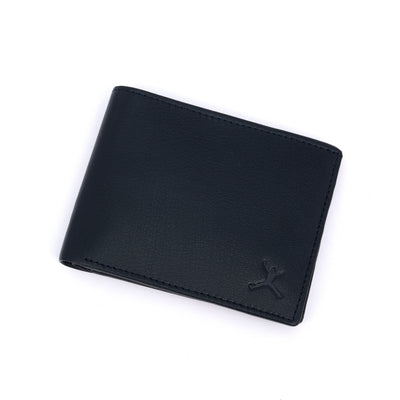 Genuine Leather RFID Wallet - Navy Blue