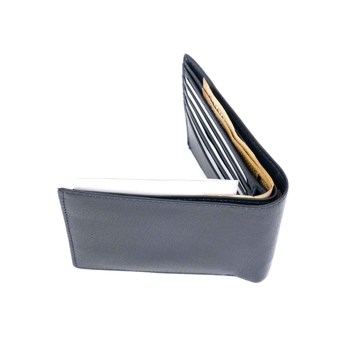 Genuine Leather RFID Wallet - Navy Blue