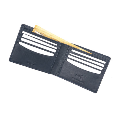 Genuine Leather RFID Wallet - Navy Blue