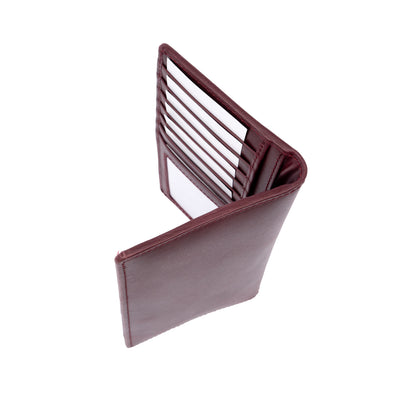 Italian Leather RFID Long Wallet - Burgundy
