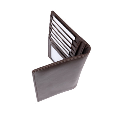 Italian Leather RFID Long Wallet - Coffee Brown