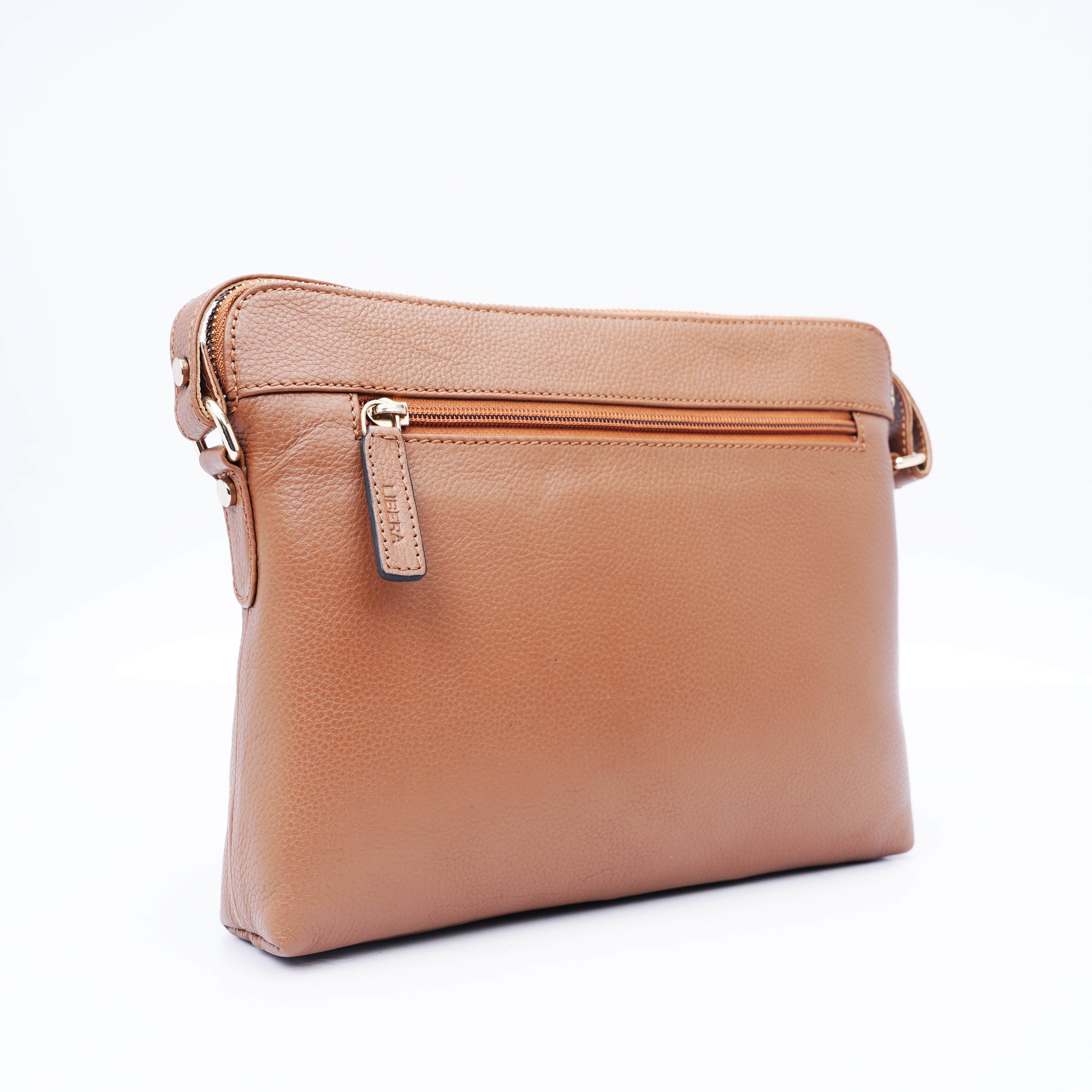 Italian Leather Cross Body Handbag - Tan