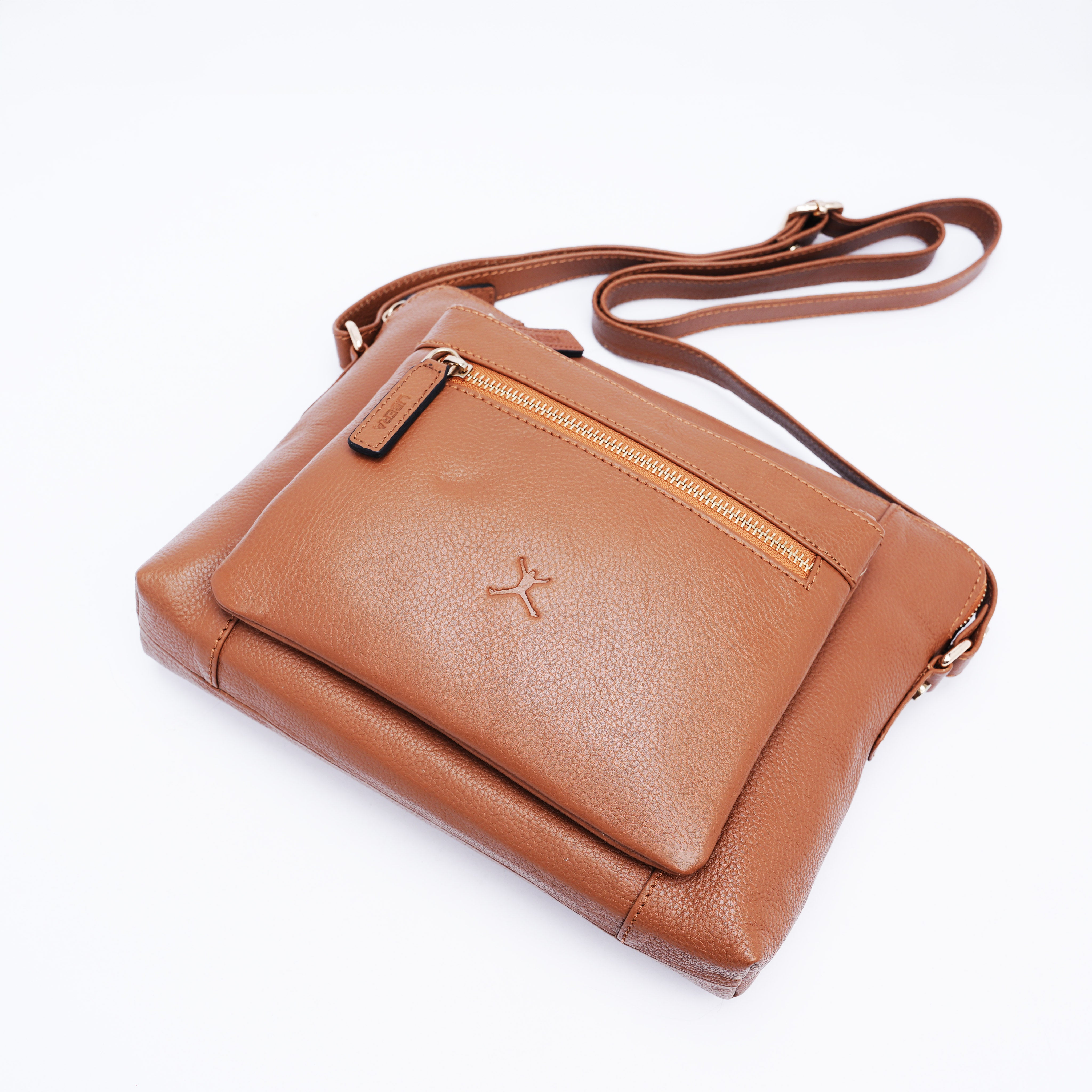 Italian Leather Cross Body Handbag - Tan