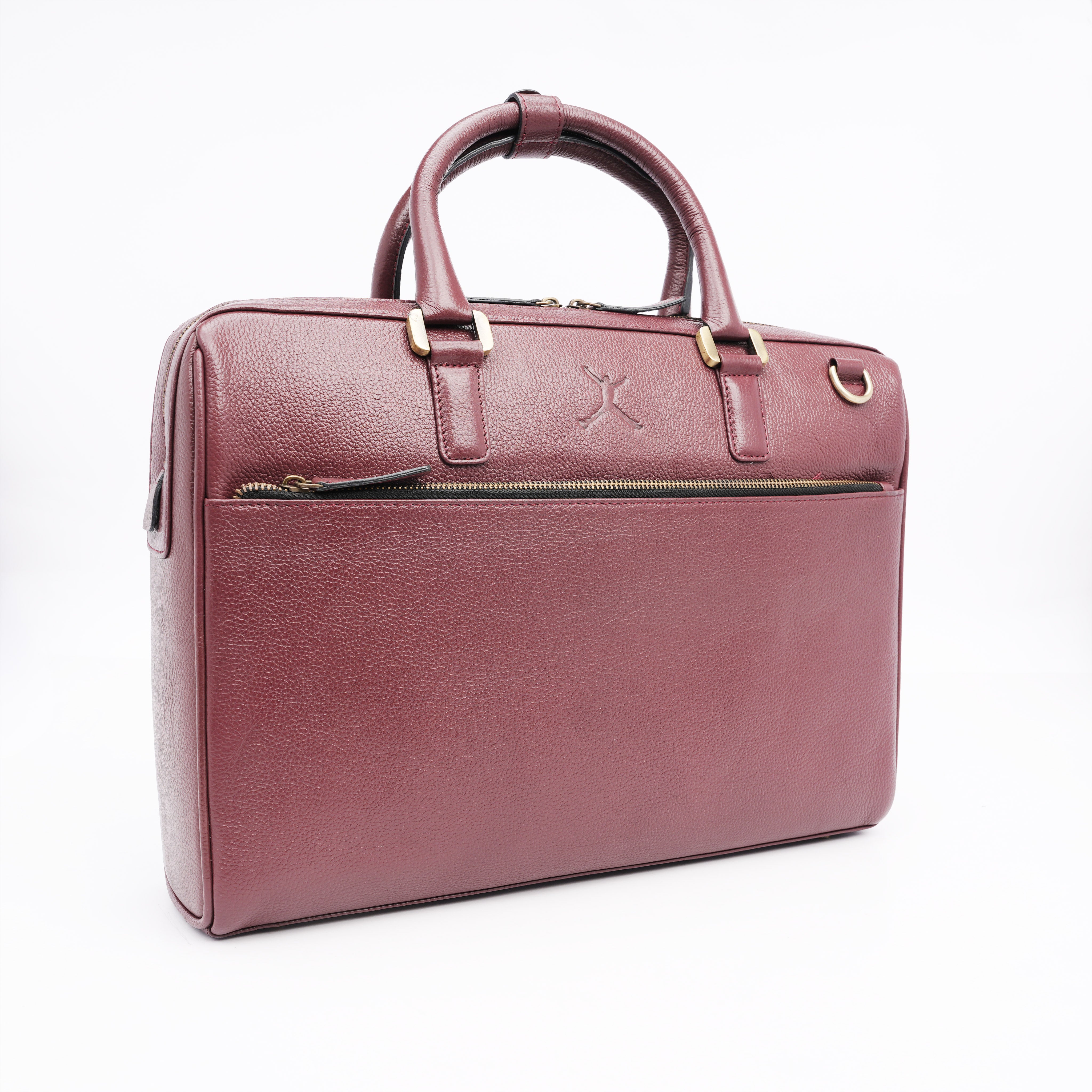 Italian Leather Executive Bag - Red Brown