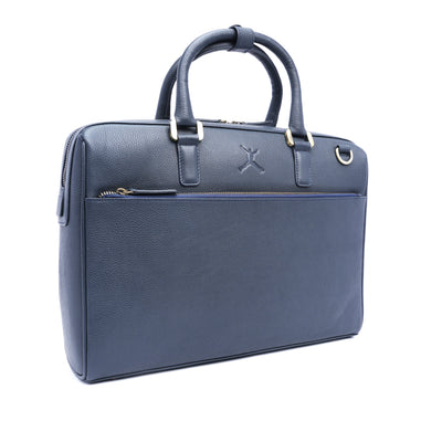 Italian Leather Executive Bag - Navy Blue
